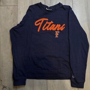 Fullerton Navy blue Champion‎ crewneck sweatshirt orange lettering MEN SIZE L